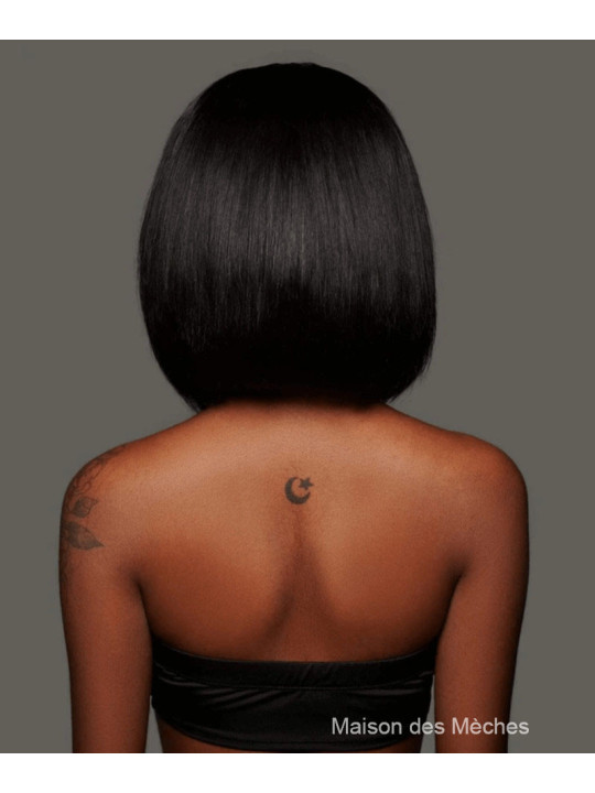 lace wig courte avec frange cheveux naturels