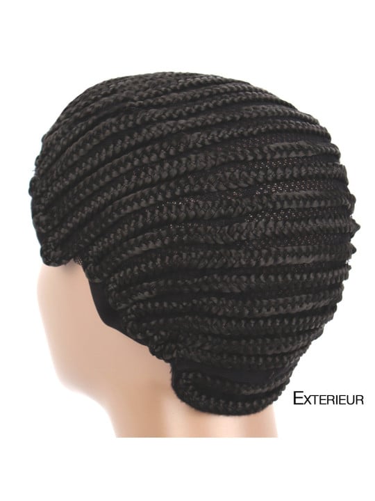 Le bonnet tressé permet de poser vos tissages ou nattes au crochet sans abîmer vos cheveux.