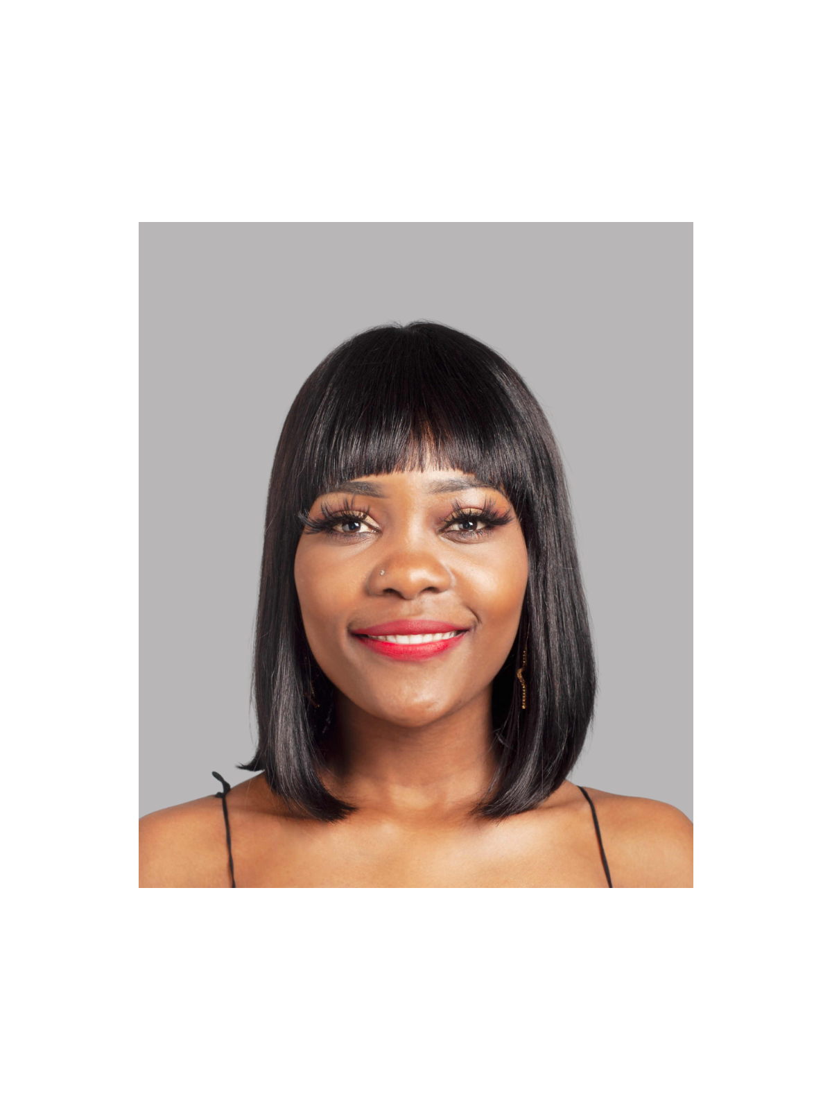 Perruque carré noir frange