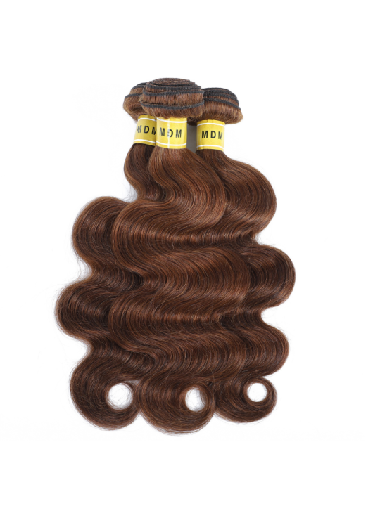 Perruque Femme 100% Cheveux Naturels Châtain Long - Bonnet Moyen, Raie Libre, Neuf Avec étiquettes