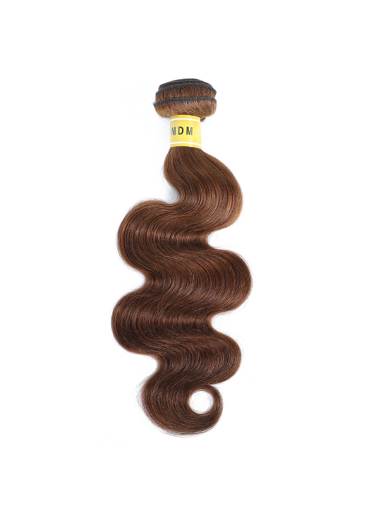Tissage Body Wave châtain clair N°4, boucles souples naturelles