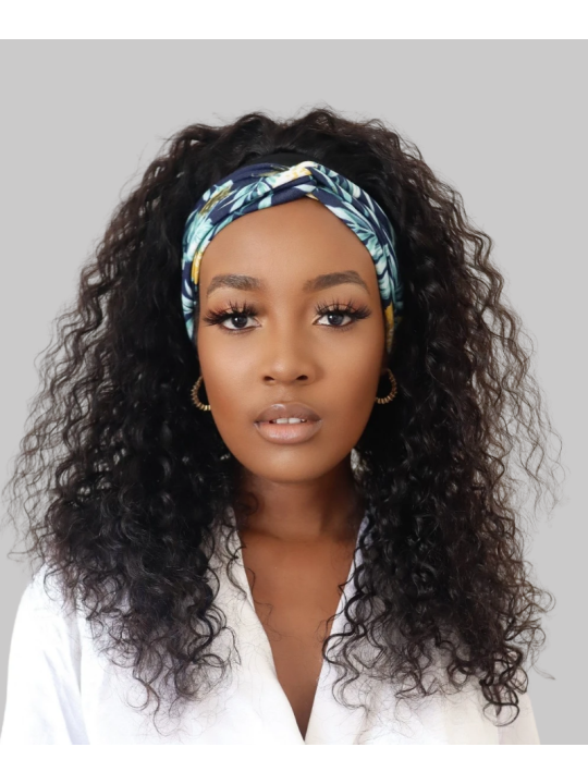 Perruque bandeau Water Wave ombré, cheveux humains et boucles définies