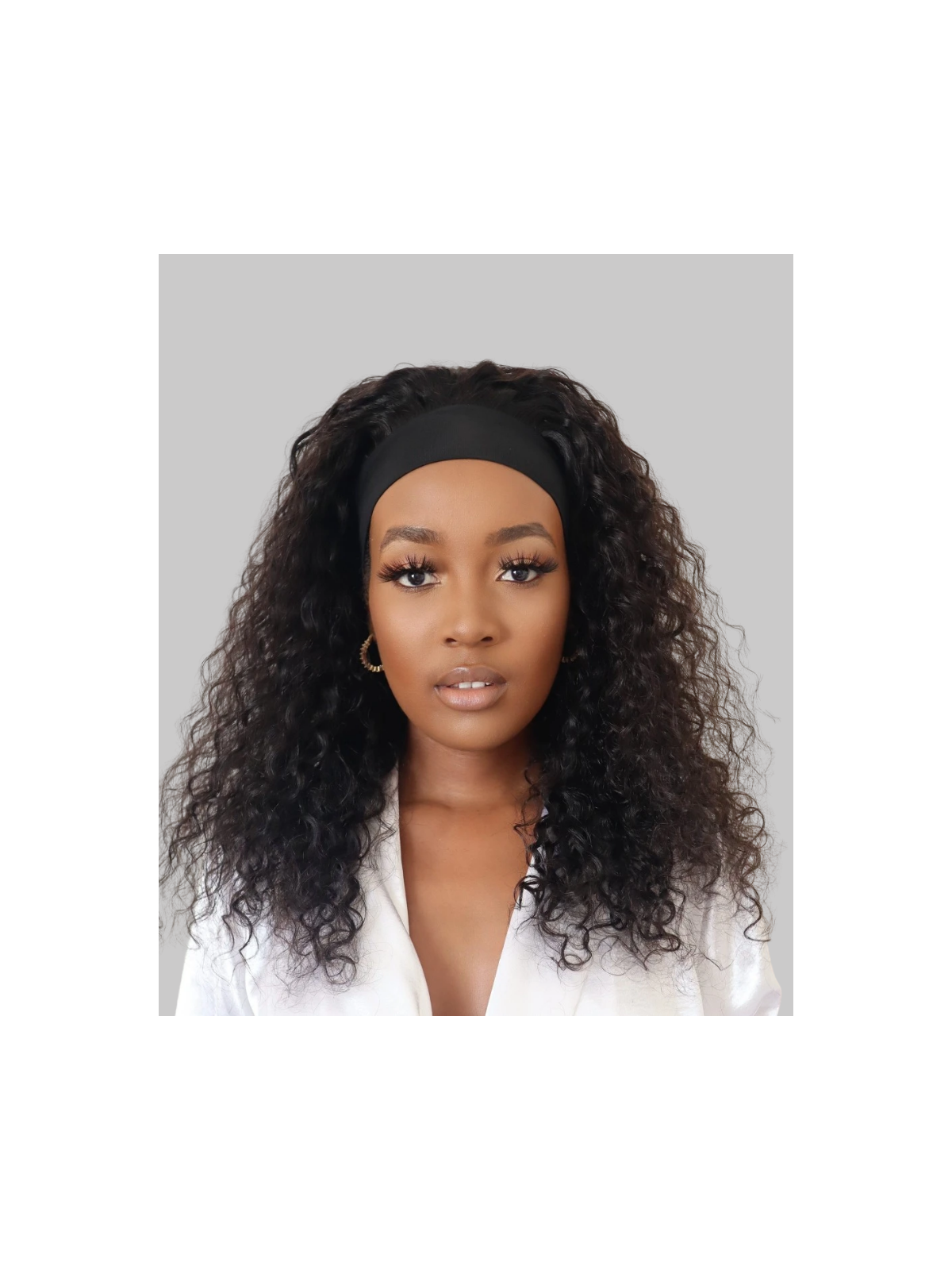 Headband wig Water Wave noir naturel, boucles souples et volume naturel