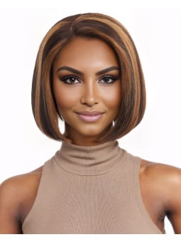 Perruque Courte T-PART en couleur Brun Moyen et Blond Miel