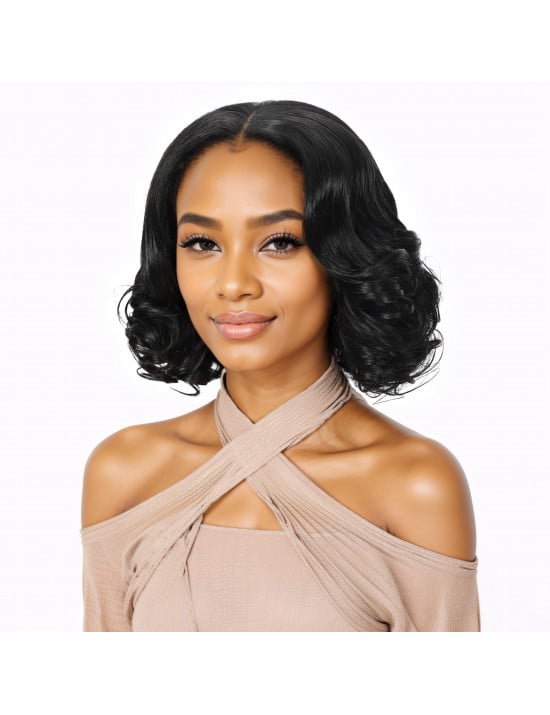 Perruque Courte Bouclée Naturelle - 4x4 Lace Front Vintage