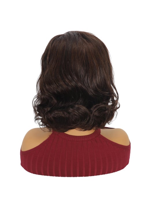Perruque cheveux humains bouclée vue arrière, rendu naturel