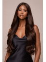 Perruque lisse couleur 2 chocolat, 100% cheveux humains avec lace frontale 13x4 et densité 150%.