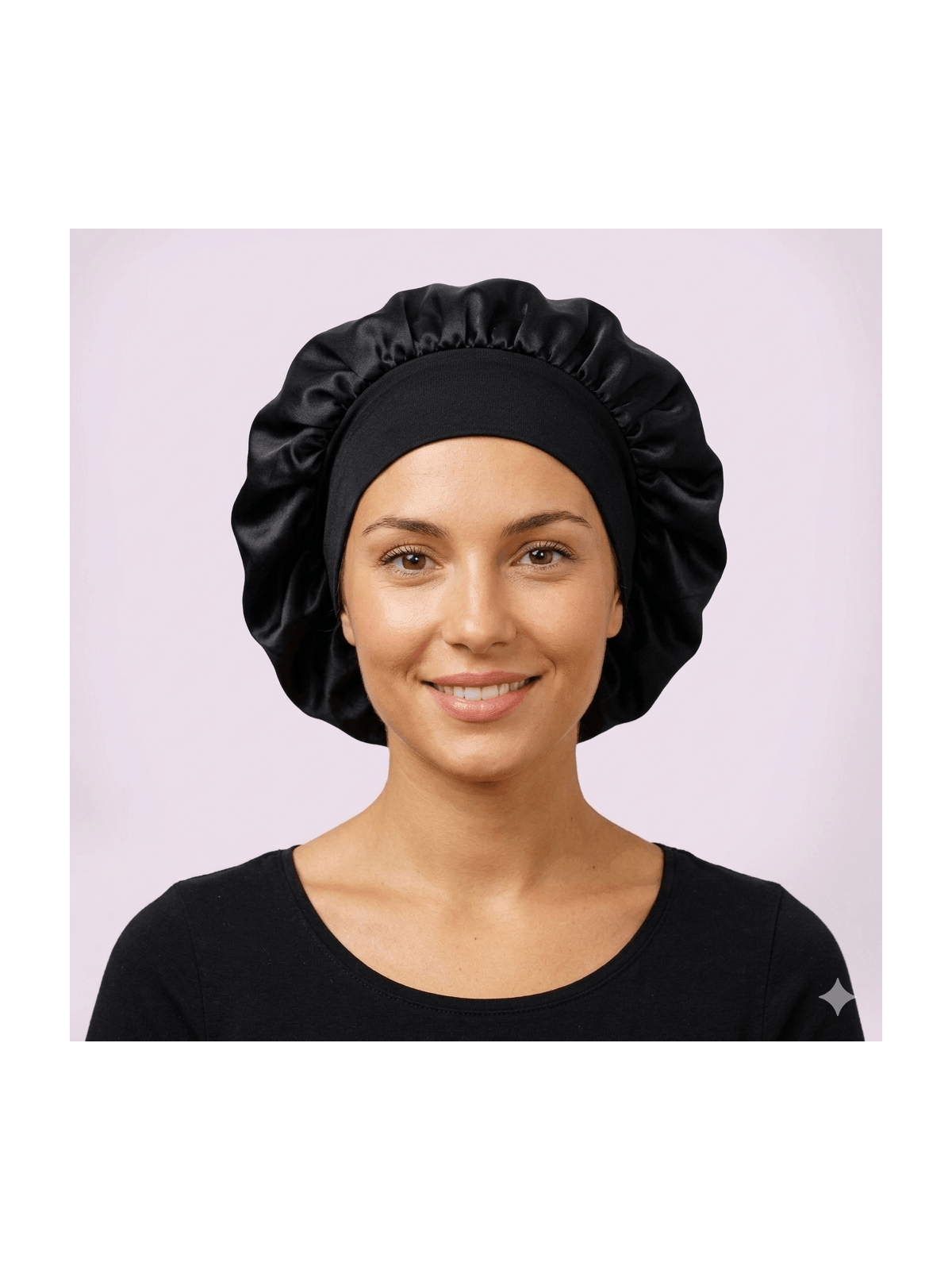 Bonnet de Nuit en Satin Noir Premium