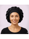 Bonnet de Nuit en Satin Noir Premium