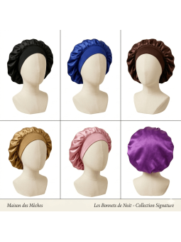 Bonnet de nuit en satin multi couleur