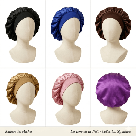 Bonnet de nuit en satin multi couleur