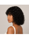 Vue de profil de la perruque courte Water Wave Noir Naturel, prête à porter sans colle ni lace à découper.