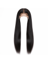 Perruque Lace Front HD 13x6 en cheveux naturels noir naturel, cheveux lisses avec lace front large et finition soignée.