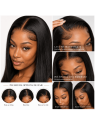 Perruque Lace Front HD 13x6, lace discrète et plusieurs options de raie : raie au milieu, raie libre ou raie sur le côté.
