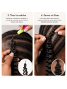 Pose des mèches crochet Deep Wave : tirer la mèche à travers la tresse puis fixer pour un rendu naturel et sécurisé.