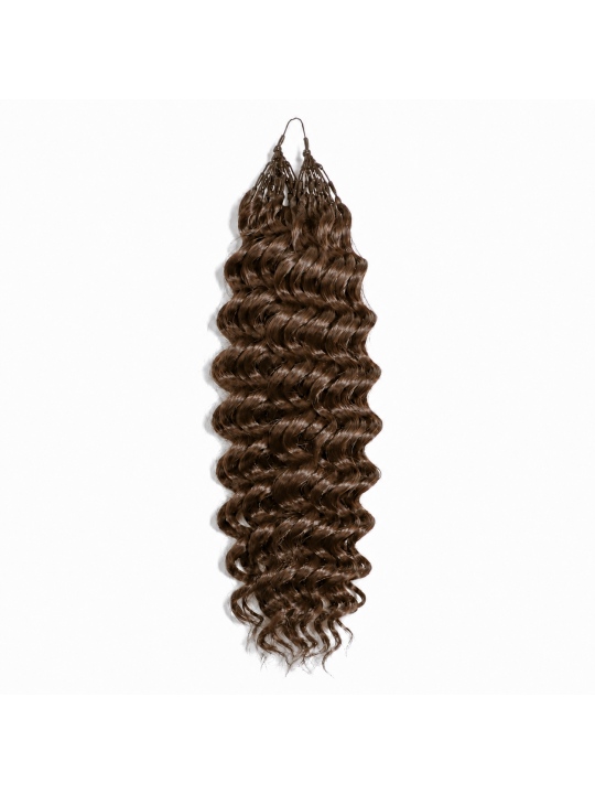 Extensions Crochet Deep Wave en cheveux naturels 50g, coloris châtain clair N°4