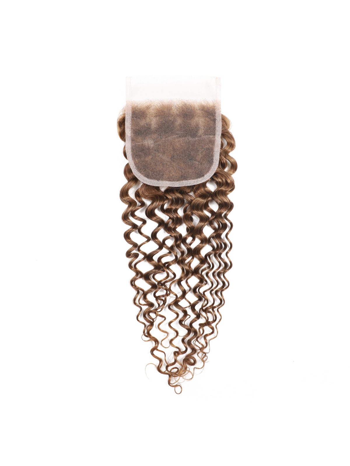 Closure 4x4 Kinky Curly châtain moyen #4 – vue intérieure de la dentelle