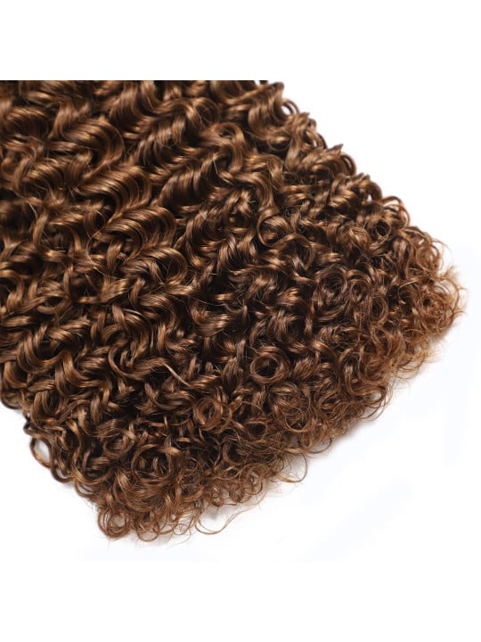 Trame du tissage Kinky Curly couleur #4 en cheveux humains Remy