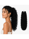 Postiche Queue de Cheval Ondulé Water Wave avec cheveux naturel couleur noir
