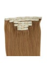 Détail des extensions à clips blond foncé N°8, clips déjà cousus pour pose facile