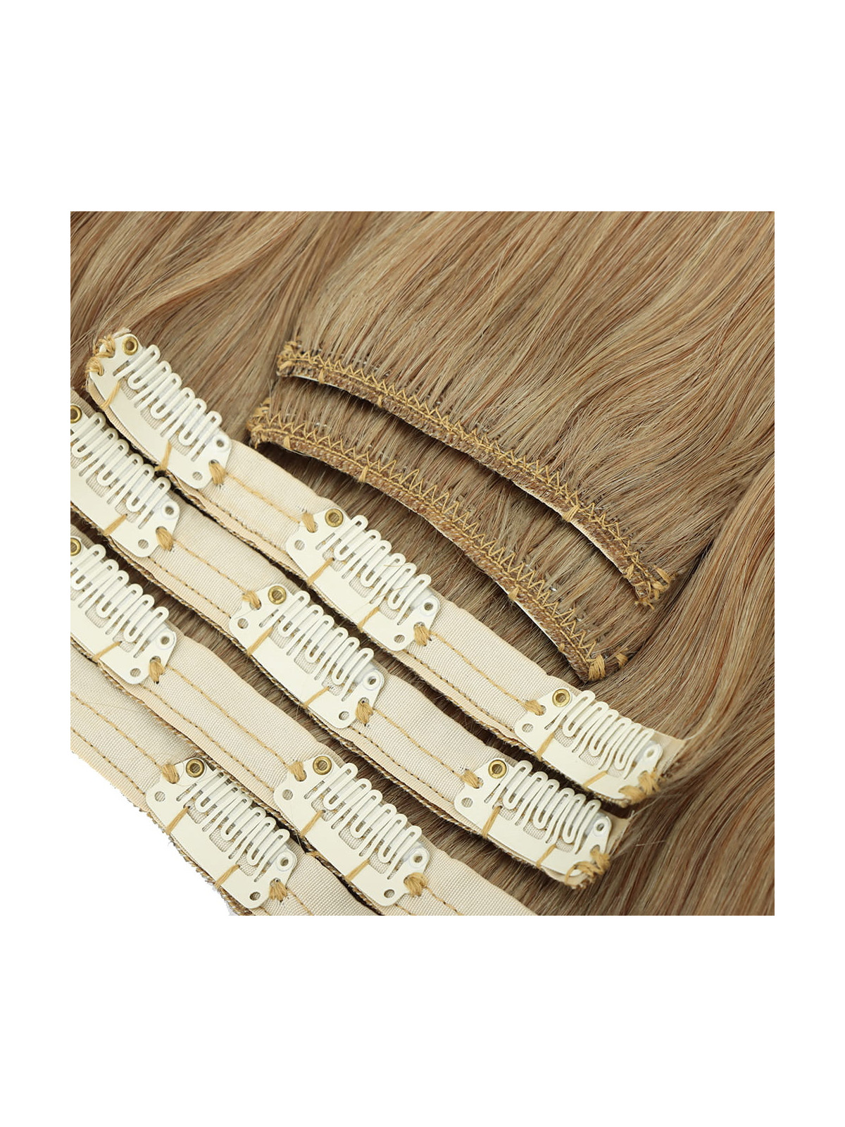 Extensions à clips en cheveux naturels blond doré N°10, set complet pour volume et longueur