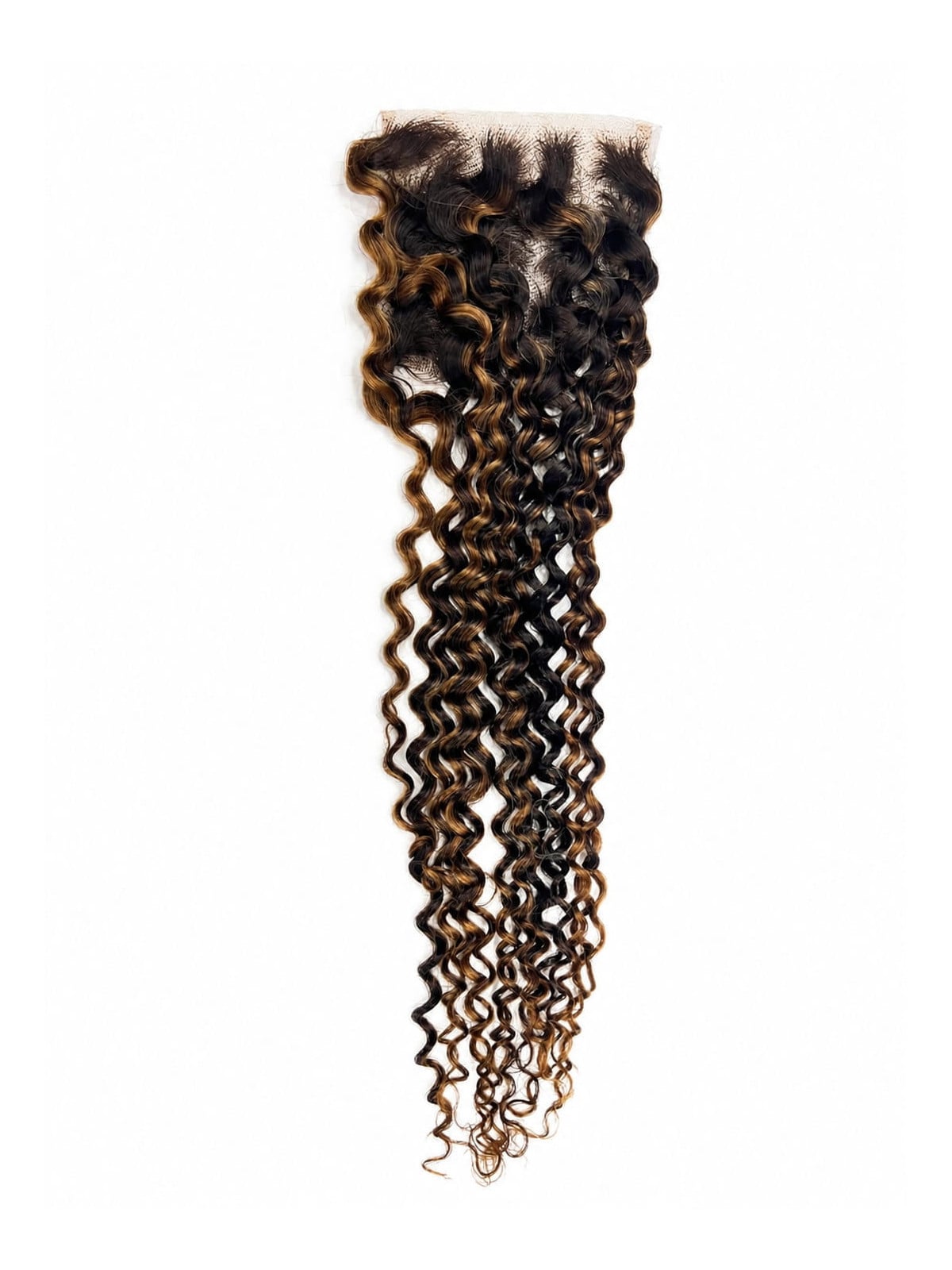 Lace Closure Deep Wave Curly 4x4 en cheveux naturels, coloris ombré P4/27