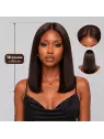Perruque chocolat lisse 16 pouces en cheveux naturels, rendu doux et élégant avec longueur réaliste d’environ 40 cm.