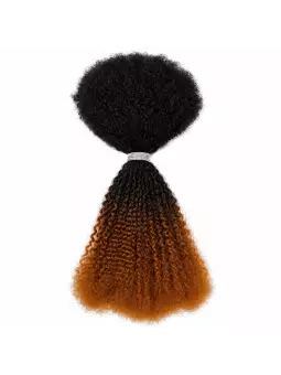 Mèches afro crépues en cheveux humains, coloris ombré 1B/30 du noir naturel au brun caramel, idéales pour tresses et twists