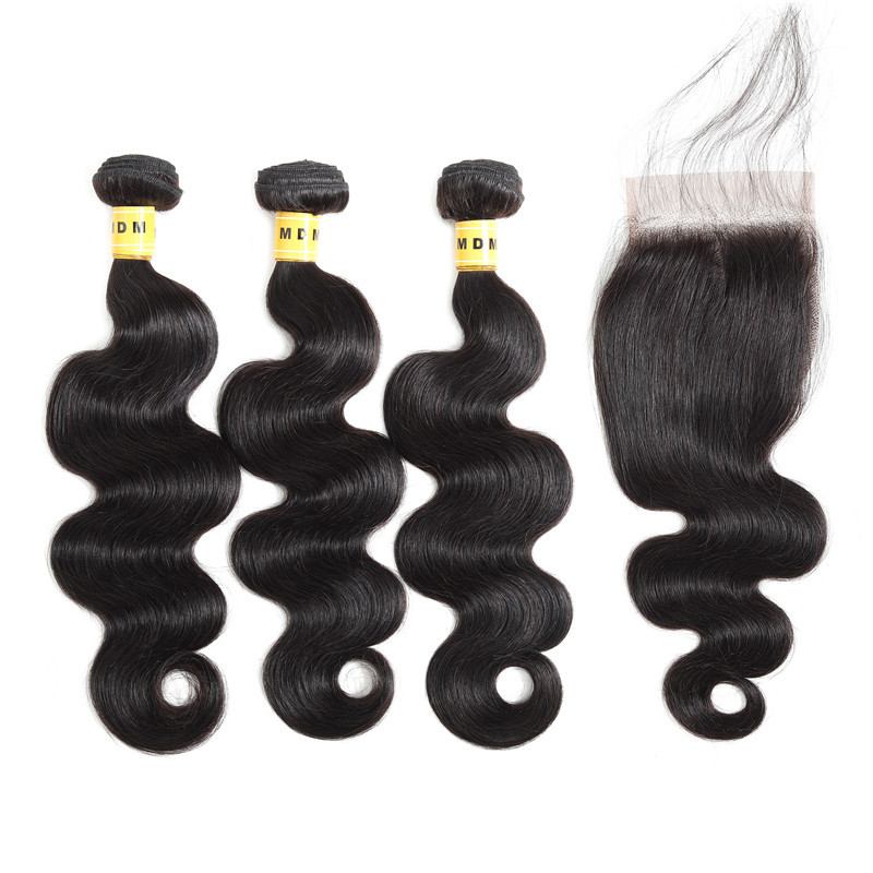 Cheveux brésiliens body wave lot de 3 mèches avec closure