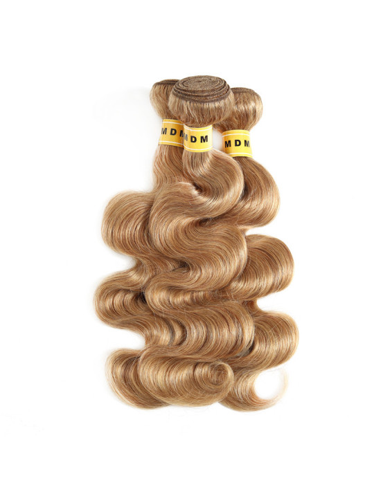 Perruque Femme 100% Cheveux Naturels - Châtain Clair Cuivré, Longueur 35 Cm, Référence NOELLE 30