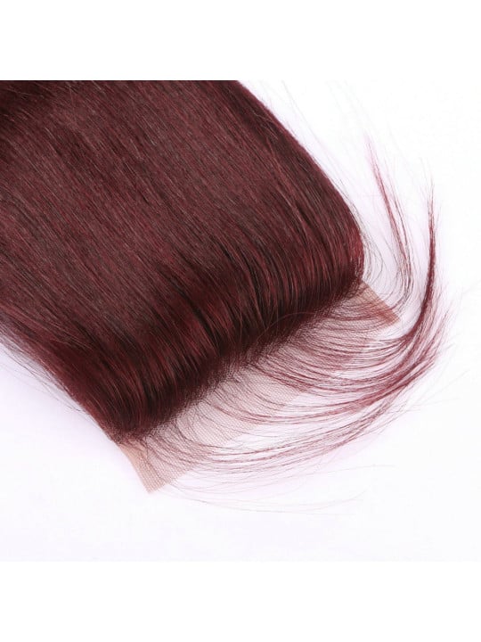 Lace closure 4x4 rouge bordeau 99J