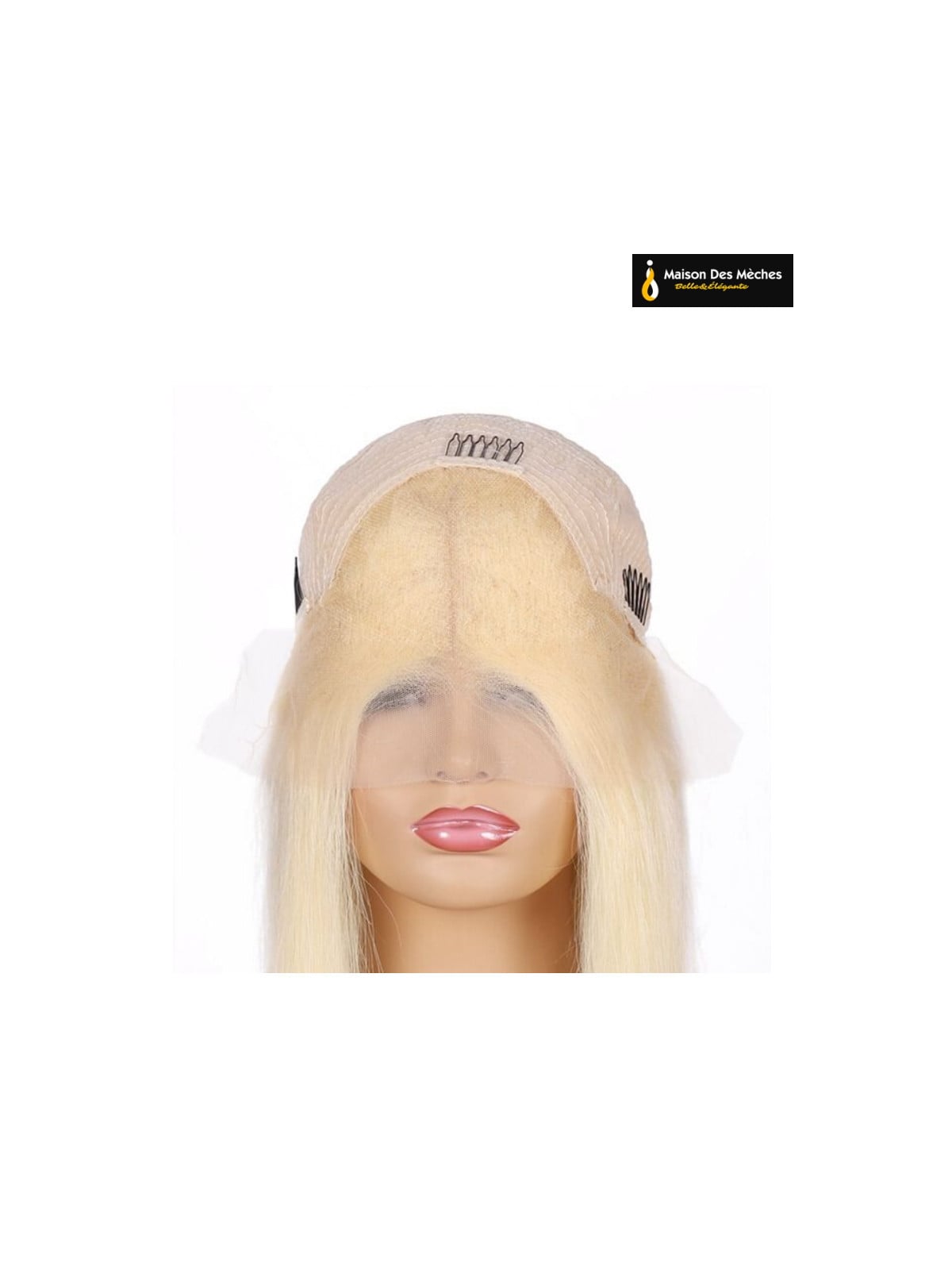 Perruque bob lisse blonde 613 lace chair