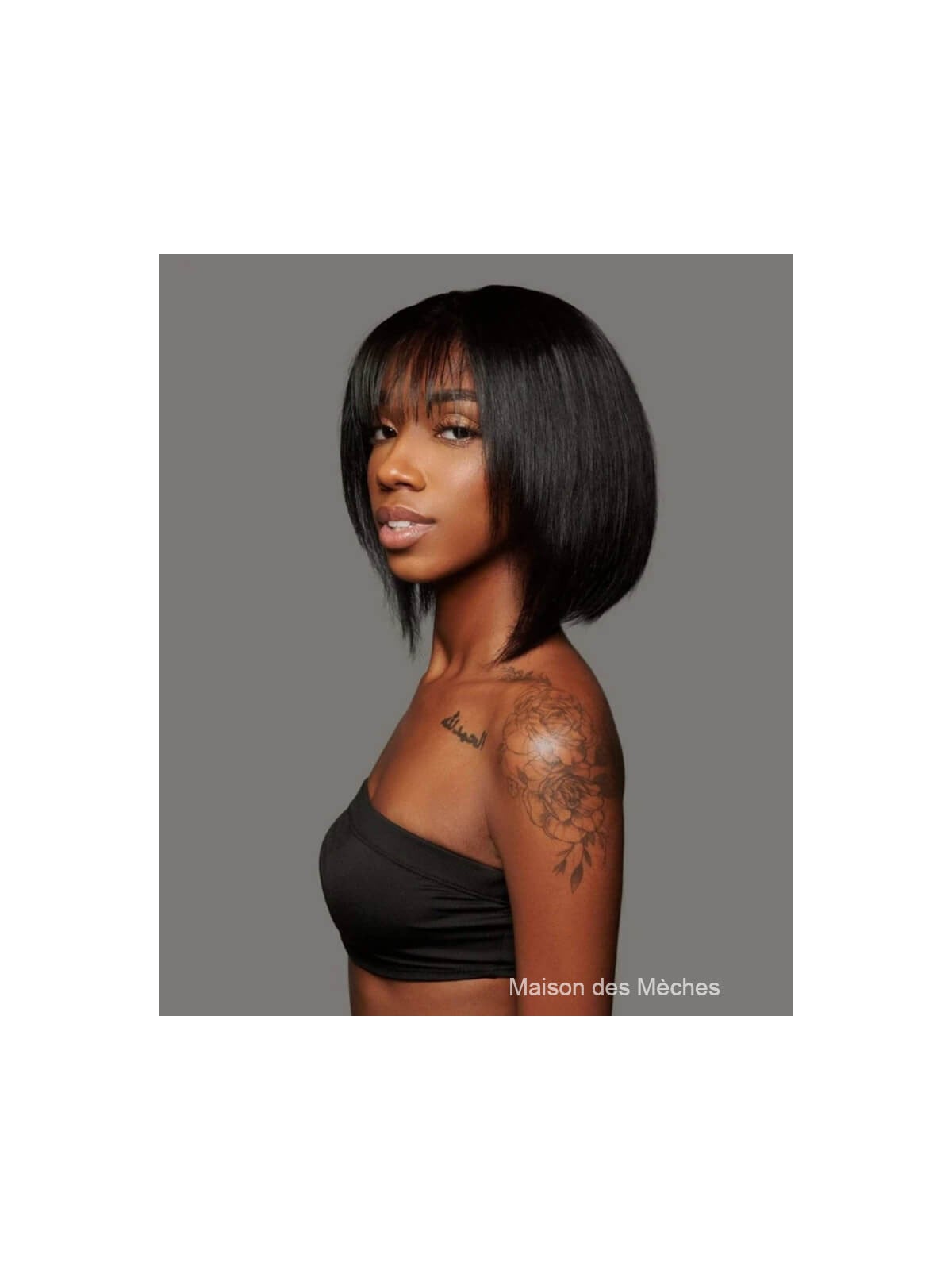 Perruque courte avec frange remy hair