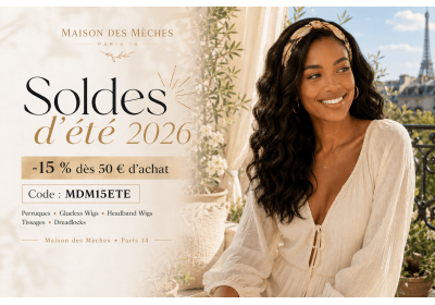Soldes été 2026 : -15 % perruques, tissages & dreadlocks image