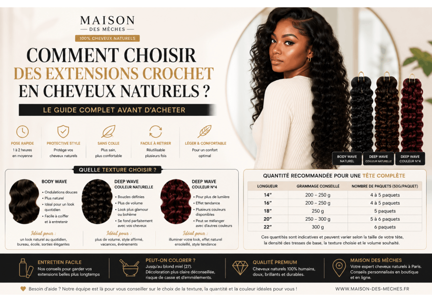 Comment choisir des extensions crochet en cheveux naturels ? Le guide complet avant d’acheter