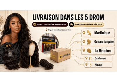 Perruques et tissages livrés en Martinique, Guyane française et La Réunion : prix HT, taxes et économies image