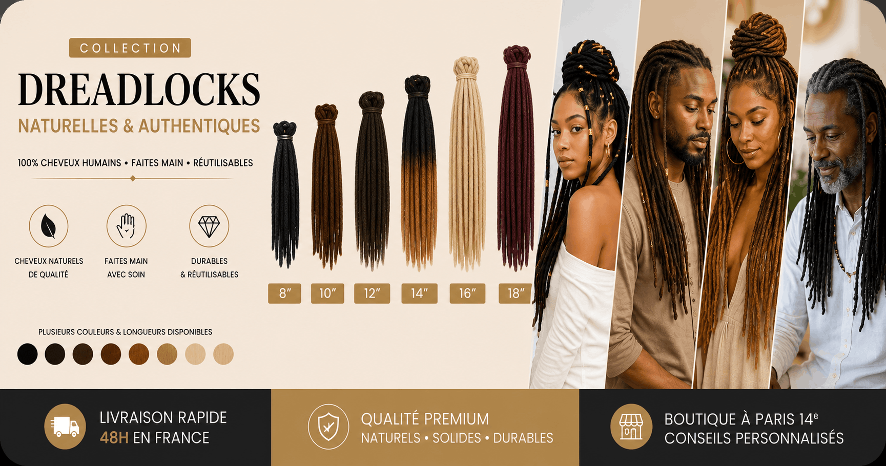 Dreadlocks Naturelles 100% Cheveux Humains | Extensions Locks Paris