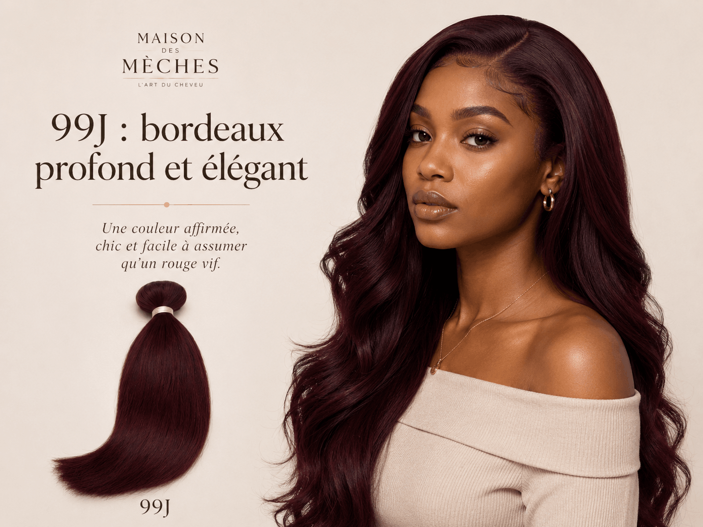 Perruque couleur 99J bordeaux profond Maison des Mèches